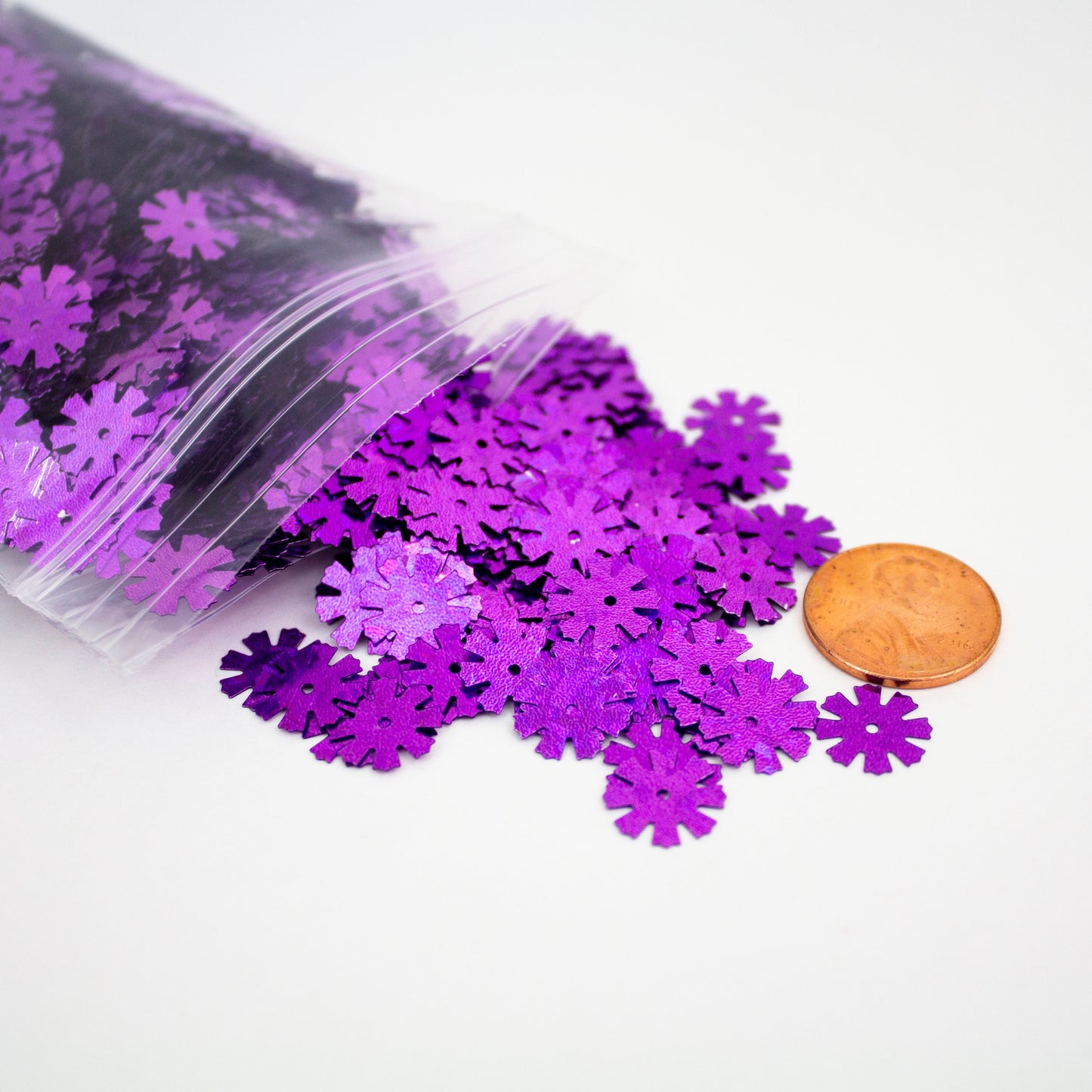 Purple Snowflake Sequins 13 mm
