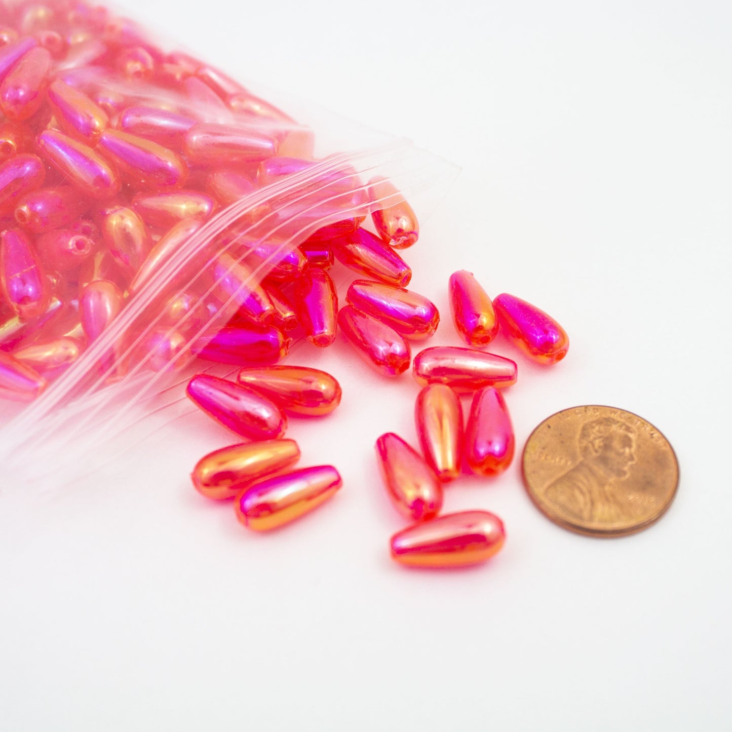 Beads - Hot Pink Glossy Drop 13 mm