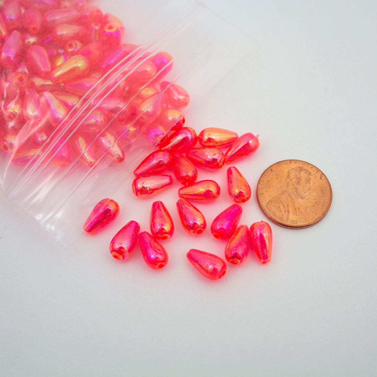 Beads - Hot Pink Glossy Drop 10 mm