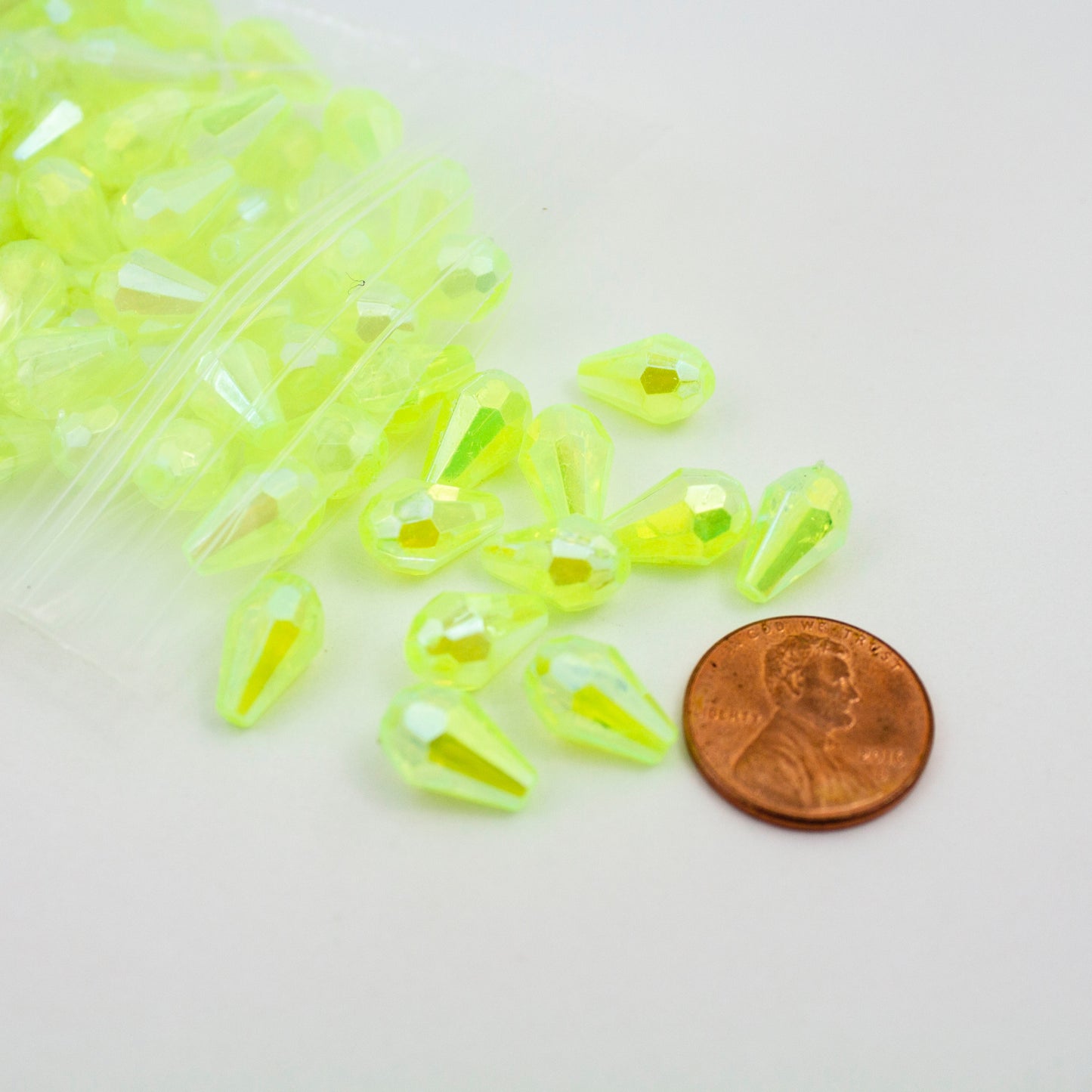 Beads - Neon Yellow Glossy Diamond 13 mm