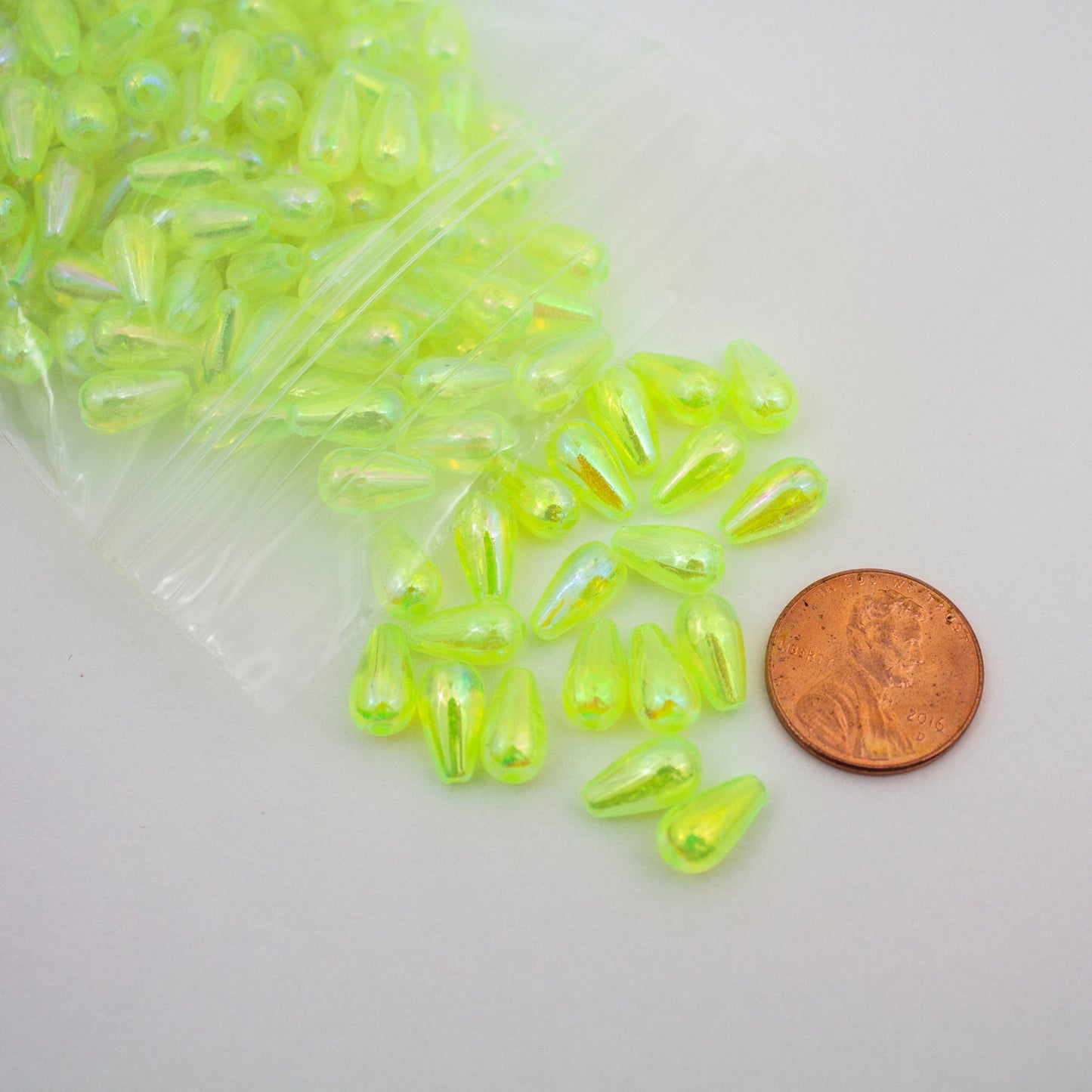 Beads - Neon Yellow Glossy Drop 10 mm