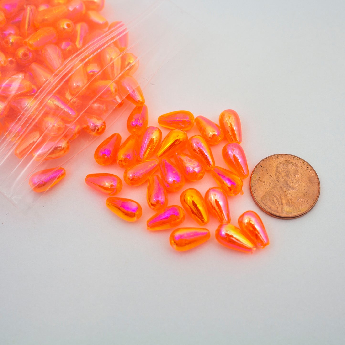 Beads - Orange Glossy Drop 10 mm