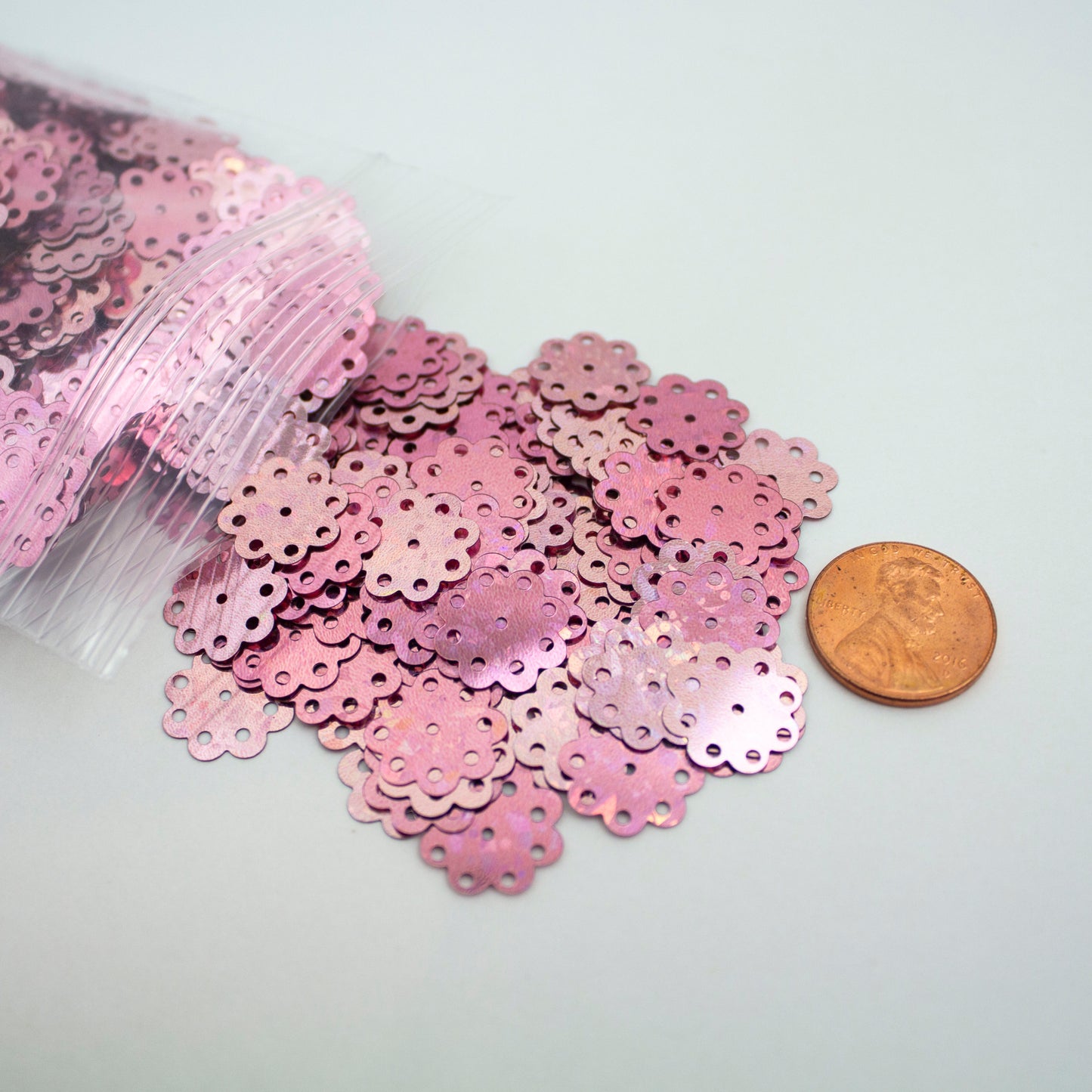 Dark Pink Flower Sequins 13 mm