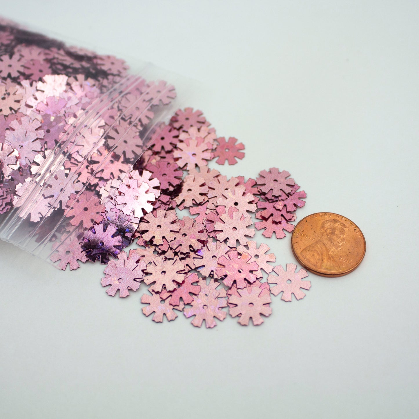Dark Pink Snowflake Sequins 13 mm