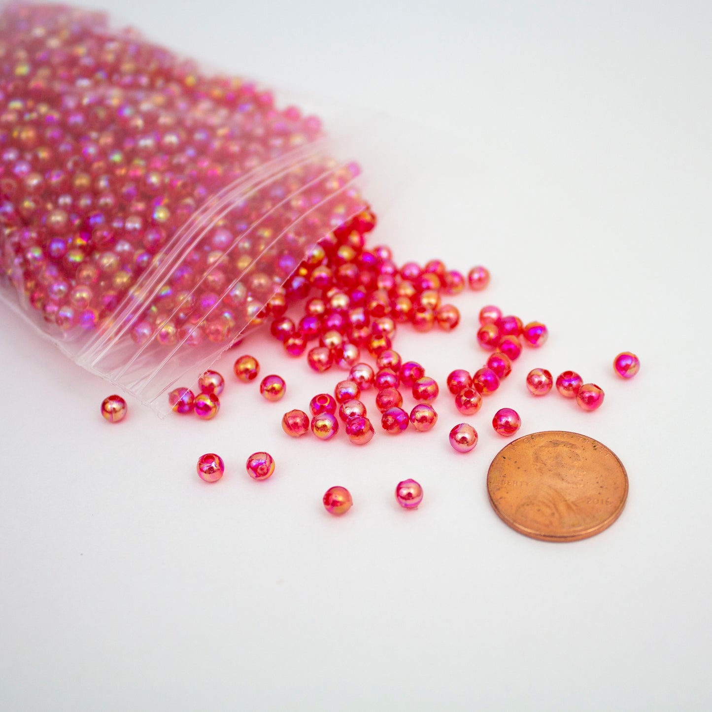 Beads - Red Pink Glossy 4 mm