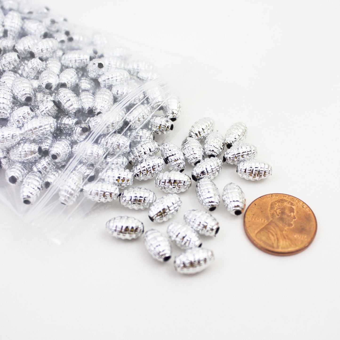 Beads - Silver Metallic Larva