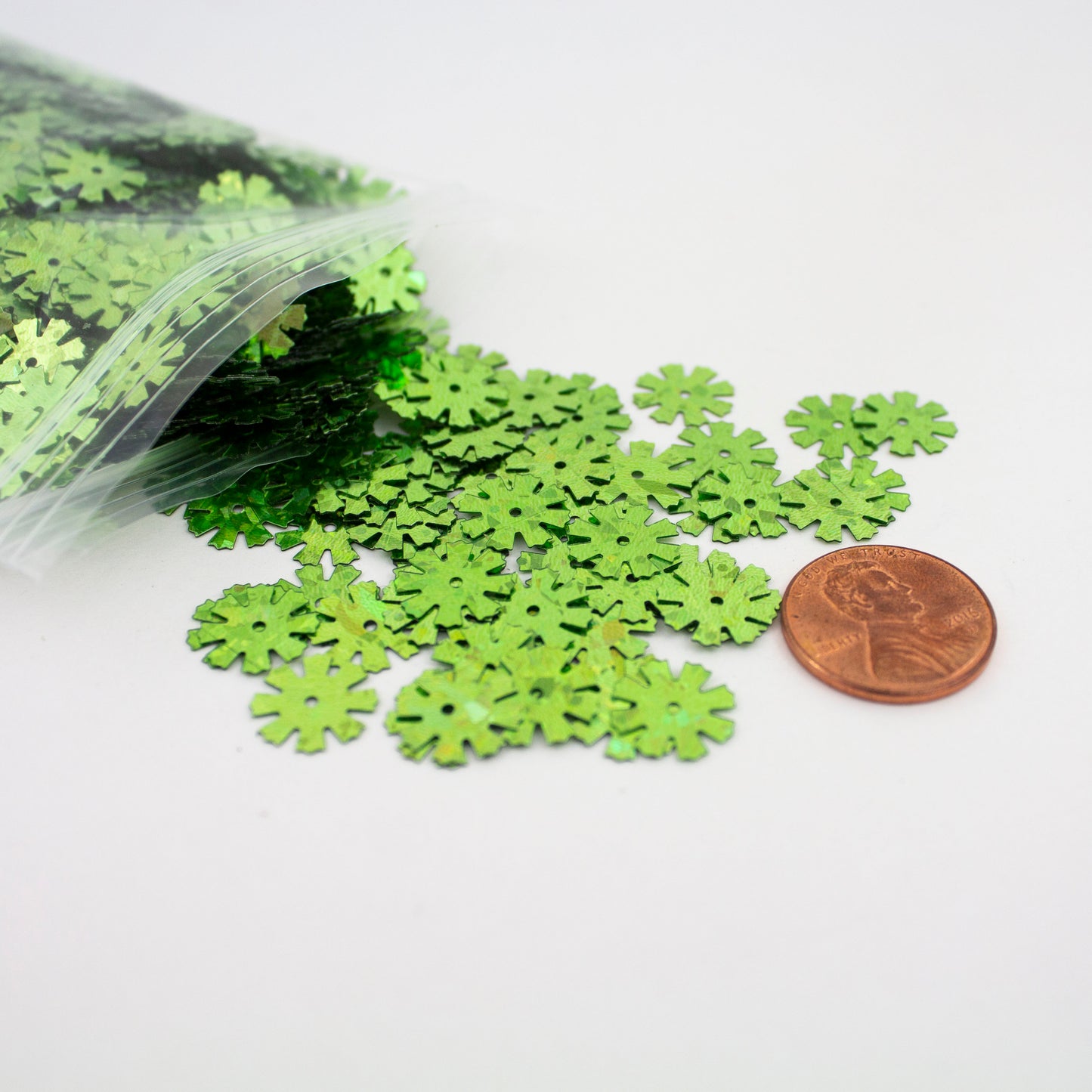 Yellow Green Snowflake Sequins 13 mm