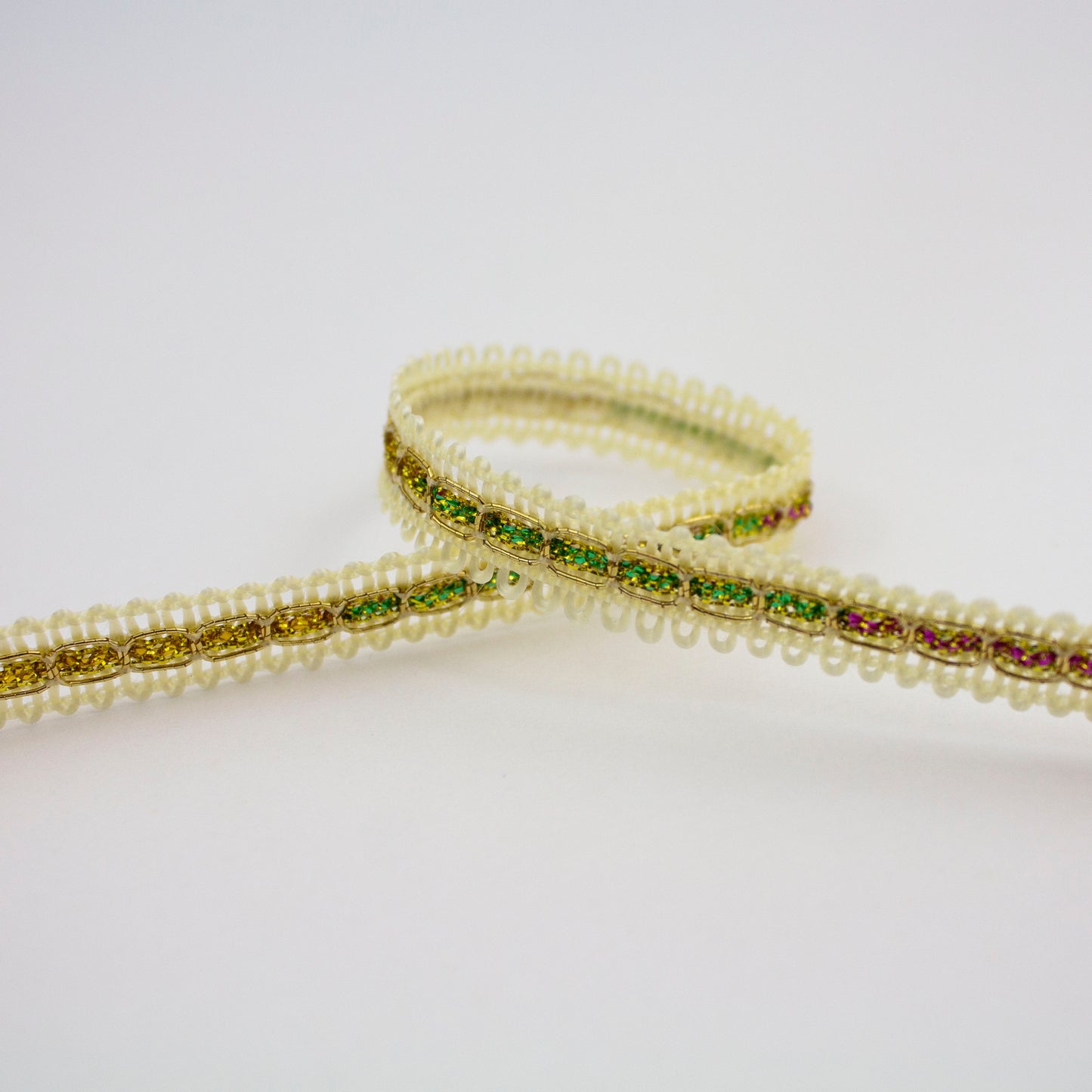 Pink, Green, and Gold Chain Trim