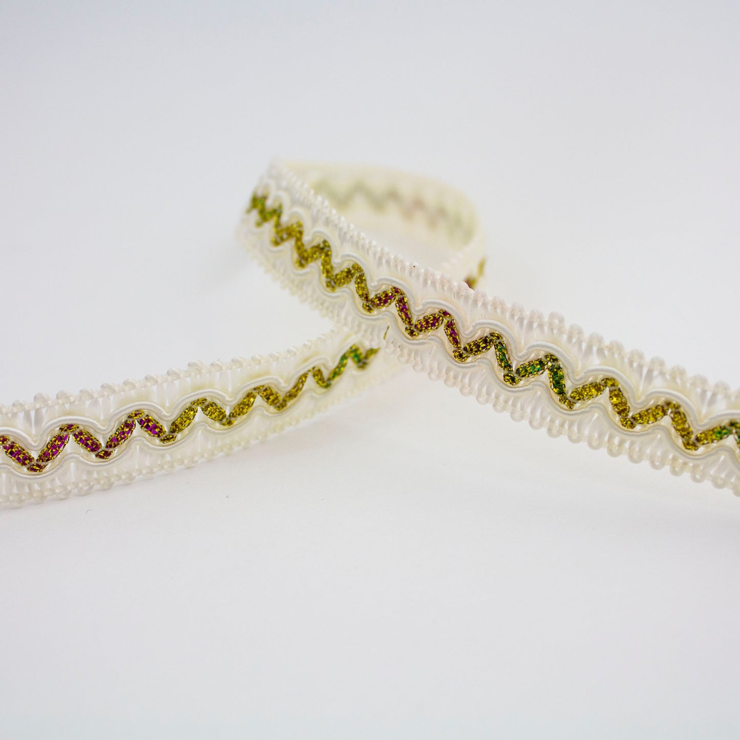 Pink, Green, and Gold Swirl Trim