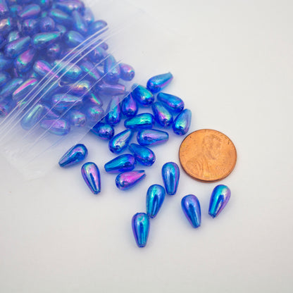 Beads - Blue Glossy Drop 10 mm
