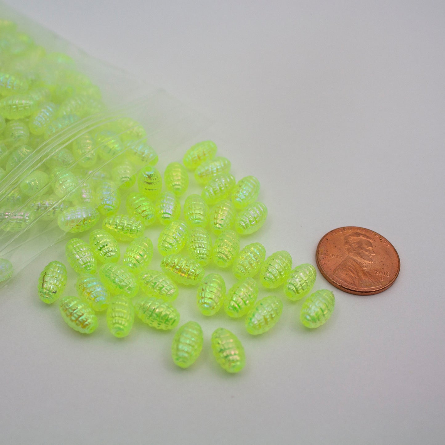 Beads - Neon Yellow Glossy Larva