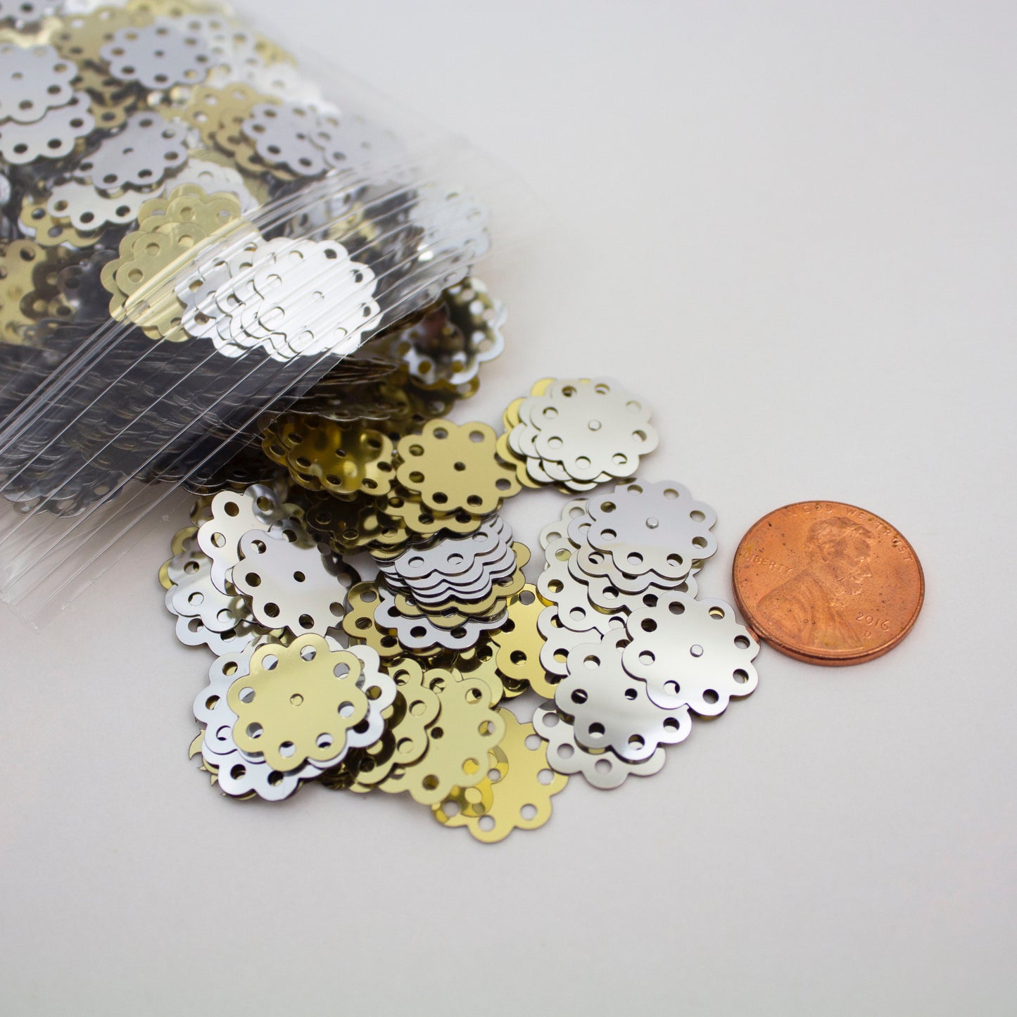 Silver & Gold Flower Sequins 13 mm