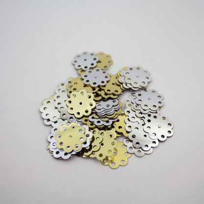 Silver & Gold Flower Sequins 13 mm